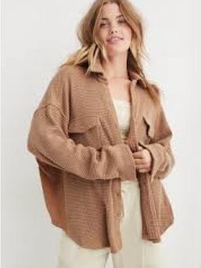 Aerie Waffle Knit Button-Front Shacket